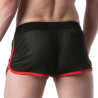 LEADER Short en mesh LOADED Noir-Rouge